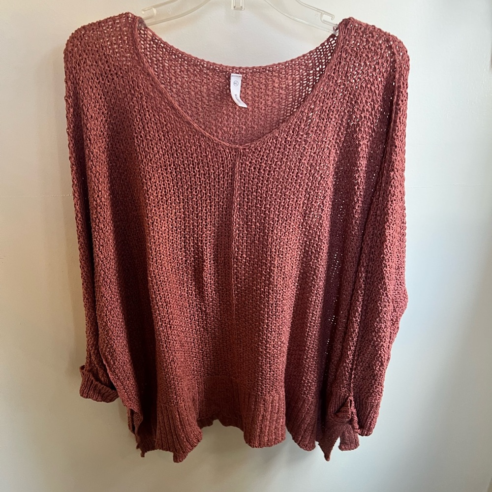 Loose Crochet Style Knit Batwing Sweater in “Nantucket Red”!
